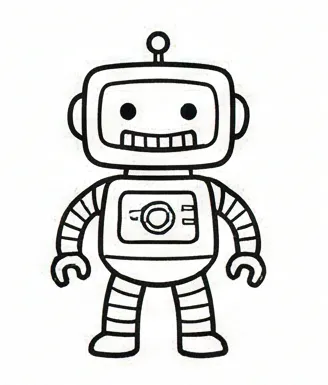 a robot with a smile on his face.webp